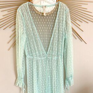 Free People Sheer Aqua Maxi Dress